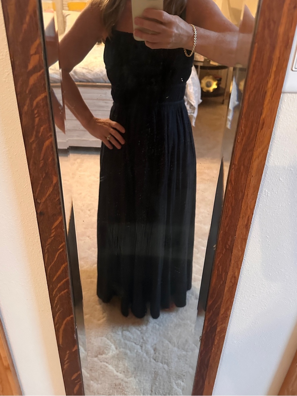 American Eagle Outfitters Black Maxi Dress with Smocked Bodice NWT S